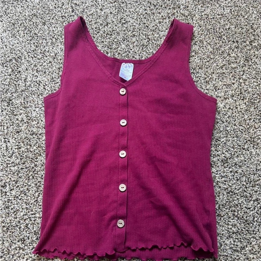 Burgundy button down tank top